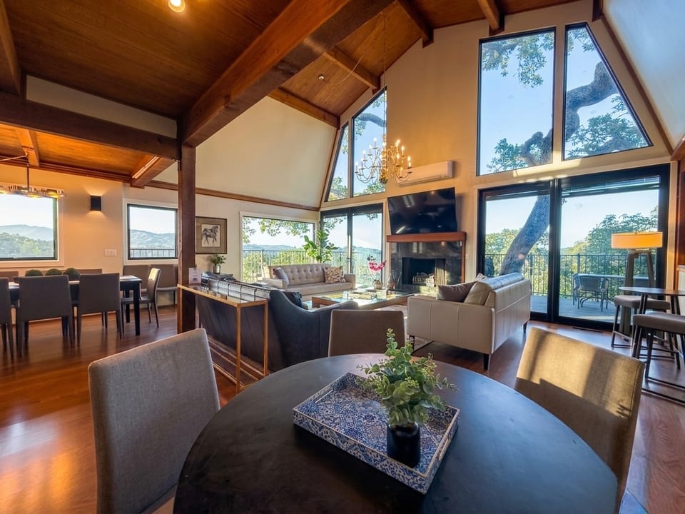 Expandable dining table used as group work space for a team offsite